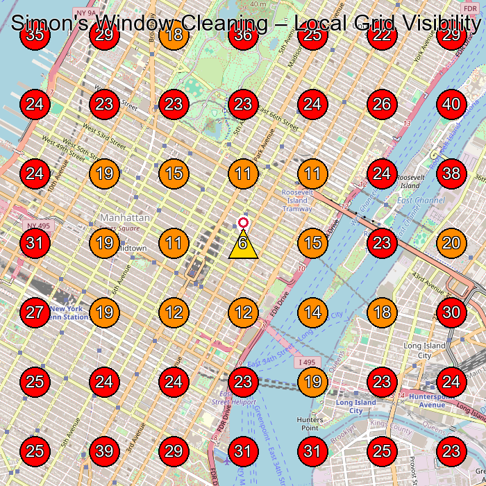 Simon's Window Cleaning GeoGrid visibility map for House Cleaning Service in New York